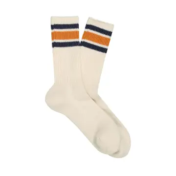 Women's Organic Cotton Socks in Navy and Orange Stripes